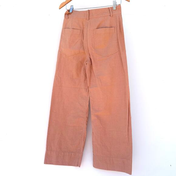 Apiece Apart Merida High Waisted Wide Leg Pants Pink Clay Cotton Size 4 - Picture 3 of 10